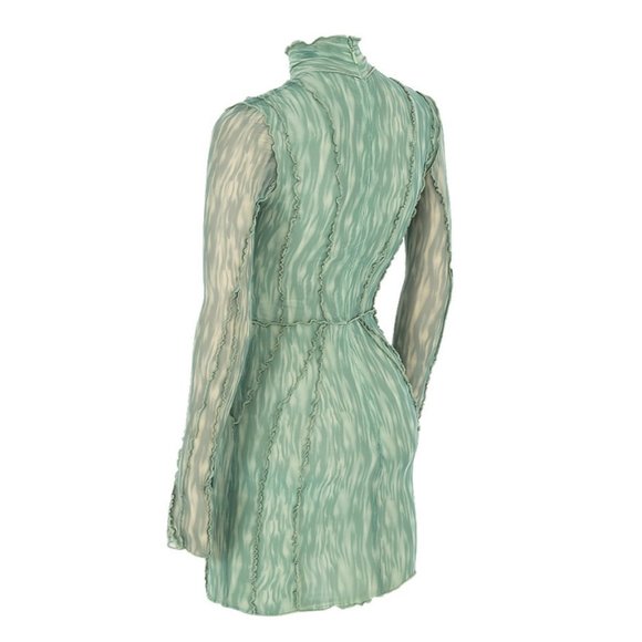 ๐HP๐ New House of CB Dylan Ivy Sexy Mesh Lace Up Long Sleeve Mini Dress Large - Picture 7 of 15